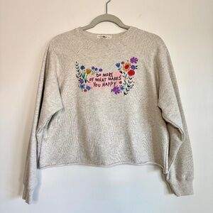 Natural Life "Do More of What Makes You Happy" Crop Sweatshirt - Grey | Size S